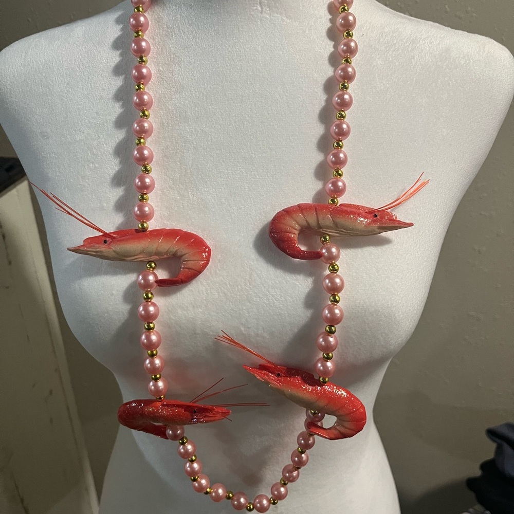 Pink and Red Shrimp Mardi Gras Beads